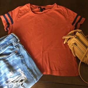 ORANGE AND BLUE CROP TOP